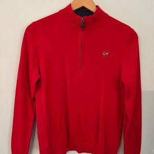 Vineyard vines red quarter zip sweater
